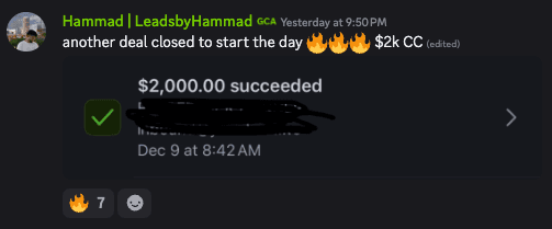 Hammad closes $2k deal