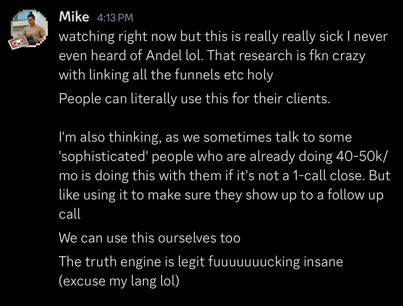 Mike - Truth Engine is insane for research